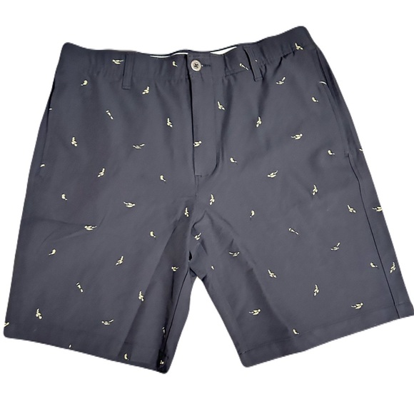 UNDER Armour Printed Golf Shorts Bird Court Black Walking 36 - Picture 2 of 7